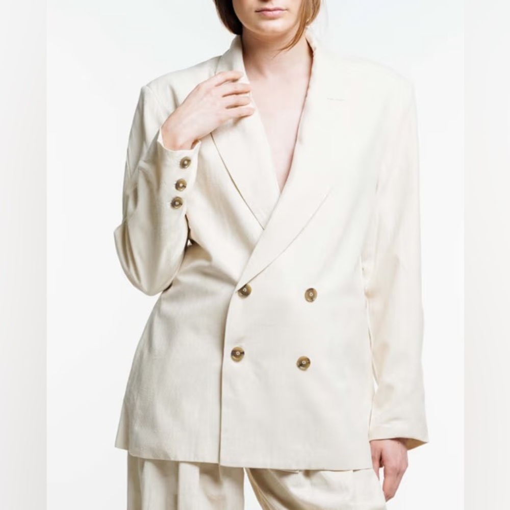 NEW Laude the Label- Bea Relaxed Blazer in Ecru Silk Noil M